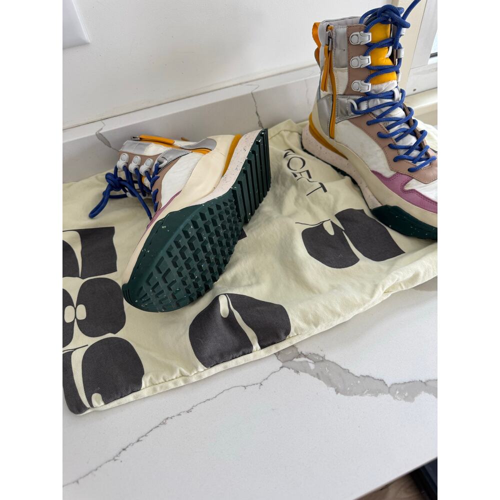 NCEPT Multicolor High Top Platform Boots - White, Pink & Tan Hiking Sneakers - Picture 3 of 12